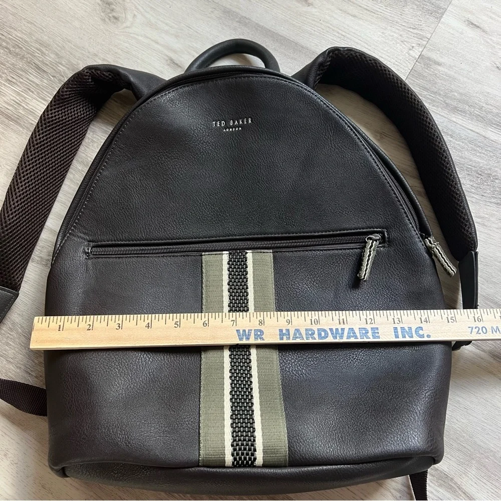 Ted Baker Dark Brown Backpack with Olive Stripe